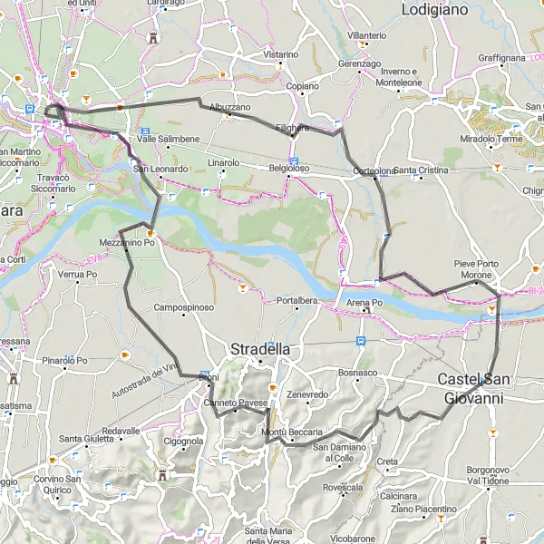 Karten-Miniaturansicht der Radinspiration "Kulturreiche Straßenroute" in Lombardia, Italy. Erstellt vom Tarmacs.app-Routenplaner für Radtouren