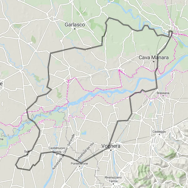 Miniatua del mapa de inspiración ciclista "Ruta de ciclismo de carretera de Pavia a Civic Tower" en Lombardia, Italy. Generado por Tarmacs.app planificador de rutas ciclistas
