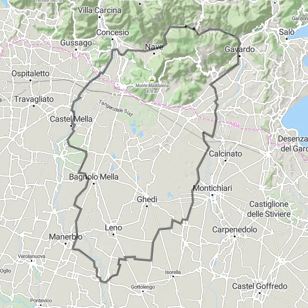 Miniaturní mapa "Cyklistický okruh Monte Ratto" inspirace pro cyklisty v oblasti Lombardia, Italy. Vytvořeno pomocí plánovače tras Tarmacs.app