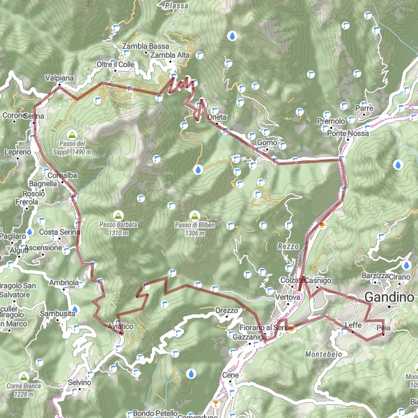 Miniatua del mapa de inspiración ciclista "Ruta de Grava Monte Cornagera" en Lombardia, Italy. Generado por Tarmacs.app planificador de rutas ciclistas