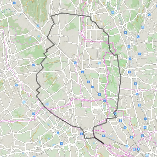 Map miniature of "Pero - Nerviano - Cislago - Fenegrò - Lazzate - Senago - Mazzo Route" cycling inspiration in Lombardia, Italy. Generated by Tarmacs.app cycling route planner