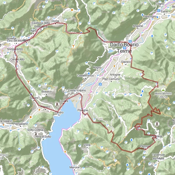 Kartminiatyr av "Guglielmo och Presolana Loop" cykelinspiration i Lombardia, Italy. Genererad av Tarmacs.app cykelruttplanerare