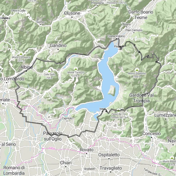 Karten-Miniaturansicht der Radinspiration "Panorama-Tour durch Gardasee und Berglandschaft" in Lombardia, Italy. Erstellt vom Tarmacs.app-Routenplaner für Radtouren