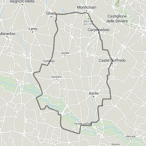 Map miniature of "Piadena - Ostiano Loop" cycling inspiration in Lombardia, Italy. Generated by Tarmacs.app cycling route planner