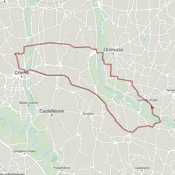 Miniatura della mappa di ispirazione al ciclismo "Gravel lungo l'Oglio" nella regione di Lombardia, Italy. Generata da Tarmacs.app, pianificatore di rotte ciclistiche