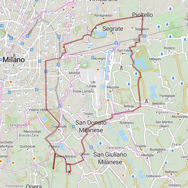 Miniatura mapy "Trasa szutrowa Mirazzano - Ortica" - trasy rowerowej w Lombardia, Italy. Wygenerowane przez planer tras rowerowych Tarmacs.app