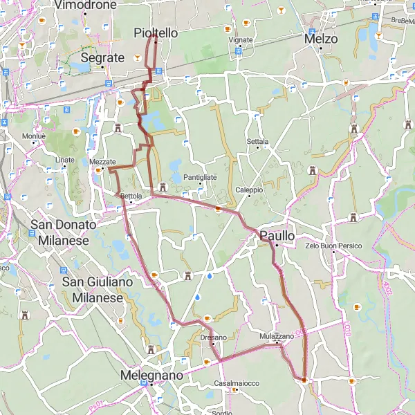 Mapa miniatúra "Gravel okruh cez Lombardskú prírodu" cyklistická inšpirácia v Lombardia, Italy. Vygenerované cyklistickým plánovačom trás Tarmacs.app