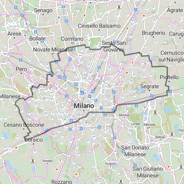 Miniatura mapy "Udostępnienie dachu galerii Vittorio Emanuele II" - trasy rowerowej w Lombardia, Italy. Wygenerowane przez planer tras rowerowych Tarmacs.app