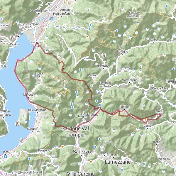 Miniatuurkaart van de fietsinspiratie "Avontuurlijke Graveltocht door Lombardije" in Lombardia, Italy. Gemaakt door de Tarmacs.app fietsrouteplanner