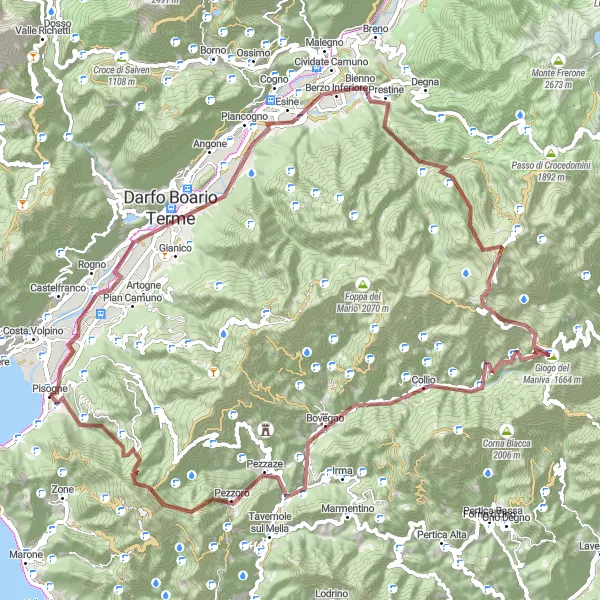 Map miniature of "Lombardia Gravel Paradise" cycling inspiration in Lombardia, Italy. Generated by Tarmacs.app cycling route planner
