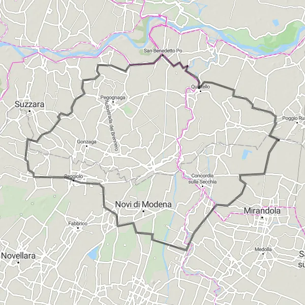 Karten-Miniaturansicht der Radinspiration "Rundweg nach Rolo und San Benedetto Po" in Lombardia, Italy. Erstellt vom Tarmacs.app-Routenplaner für Radtouren