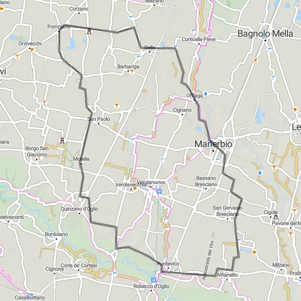 Mapa miniatúra "Jazda na bicykli cez Lombardskú prírodu" cyklistická inšpirácia v Lombardia, Italy. Vygenerované cyklistickým plánovačom trás Tarmacs.app