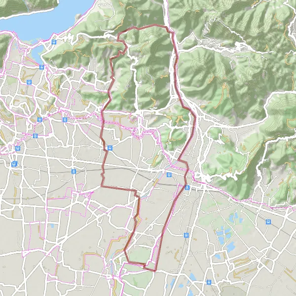 Kartminiatyr av "Grusvägsäventyr till Brescia och Flero" cykelinspiration i Lombardia, Italy. Genererad av Tarmacs.app cykelruttplanerare