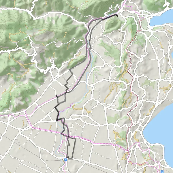 Miniatura della mappa di ispirazione al ciclismo "Giro in bicicletta da Ponte San Marco: Gavardo e Salaghetto" nella regione di Lombardia, Italy. Generata da Tarmacs.app, pianificatore di rotte ciclistiche