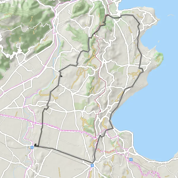 Miniatura della mappa di ispirazione al ciclismo "Giro Panoramico del Lago di Garda" nella regione di Lombardia, Italy. Generata da Tarmacs.app, pianificatore di rotte ciclistiche