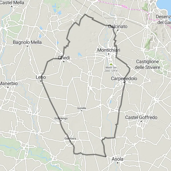 Kartminiatyr av "Kullar och Landsbygd runt Brescia" cykelinspiration i Lombardia, Italy. Genererad av Tarmacs.app cykelruttplanerare