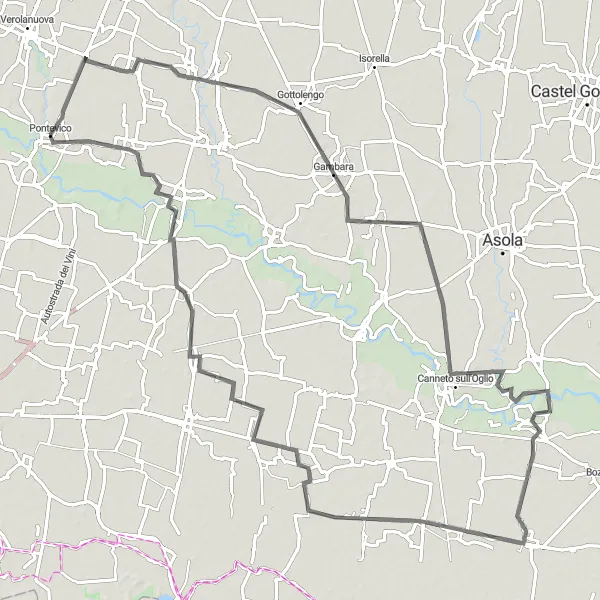 Mapa miniatúra "Okruh cez Pavone del Mella" cyklistická inšpirácia v Lombardia, Italy. Vygenerované cyklistickým plánovačom trás Tarmacs.app