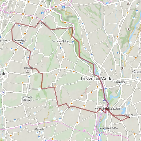 Map miniature of "Basiano Circuit" cycling inspiration in Lombardia, Italy. Generated by Tarmacs.app cycling route planner