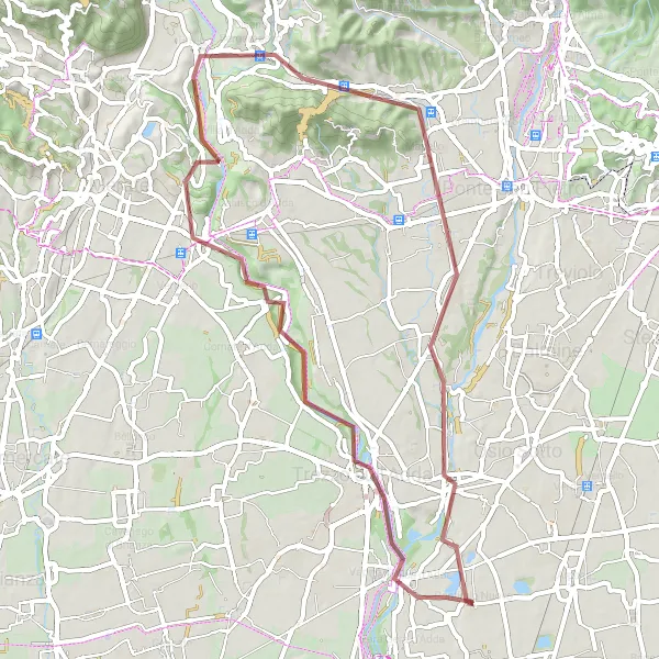 Kartminiatyr av "Grusvägscykling från Pontirolo Nuovo till Brembate" cykelinspiration i Lombardia, Italy. Genererad av Tarmacs.app cykelruttplanerare