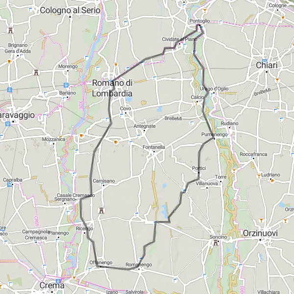Karten-Miniaturansicht der Radinspiration "Landschaftliche Radtour durch die lombardische Landschaft" in Lombardia, Italy. Erstellt vom Tarmacs.app-Routenplaner für Radtouren