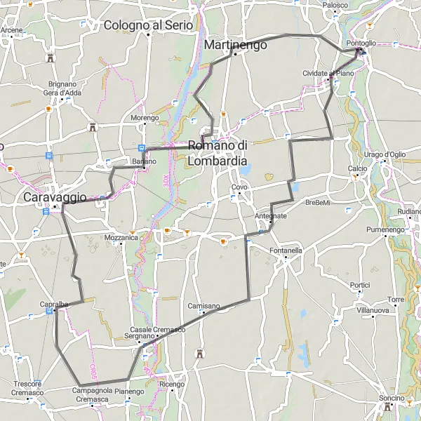 Karten-Miniaturansicht der Radinspiration "Kultur- und Landschaftserlebnis auf zwei Rädern" in Lombardia, Italy. Erstellt vom Tarmacs.app-Routenplaner für Radtouren