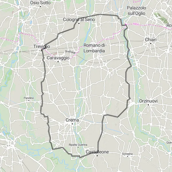 Zemljevid v pomanjšavi "Pustolovsko kolesarjenje skozi Brignano Gera d'Adda in Muratella" kolesarske inspiracije v Lombardia, Italy. Generirano z načrtovalcem kolesarskih poti Tarmacs.app