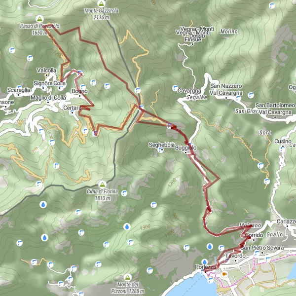 Karttaminiaatyyri "Monte Colmen dei Carac Gravel Adventure" pyöräilyinspiraatiosta alueella Lombardia, Italy. Luotu Tarmacs.app pyöräilyreittisuunnittelijalla