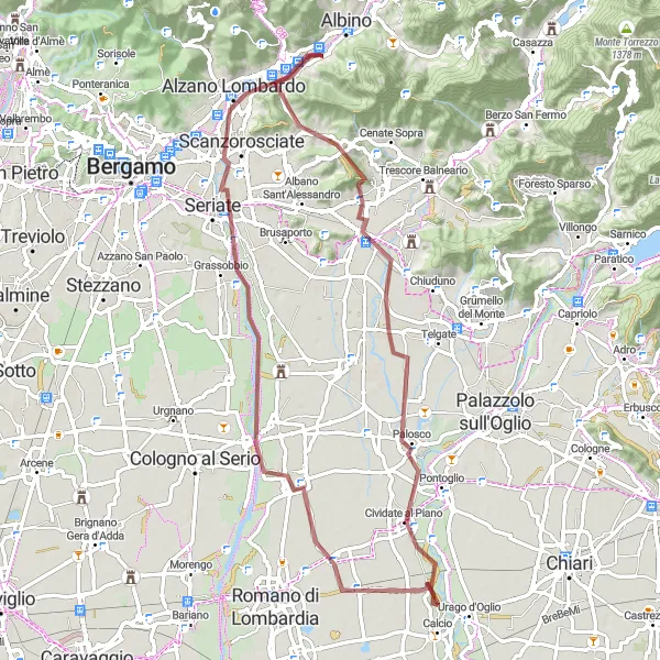 Karten-Miniaturansicht der Radinspiration "Naturschönheiten und abenteuerliche Pfade" in Lombardia, Italy. Erstellt vom Tarmacs.app-Routenplaner für Radtouren