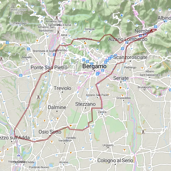 Miniature de la carte de l'inspiration cycliste "Boucle de Lombardia" dans la Lombardia, Italy. Générée par le planificateur d'itinéraire cycliste Tarmacs.app