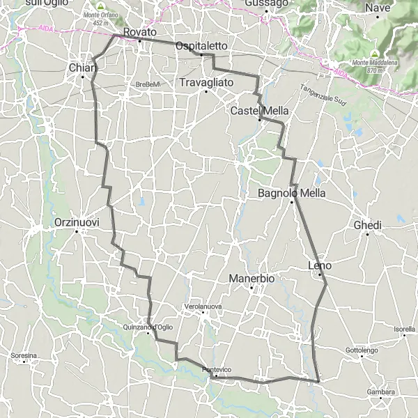 Miniaturní mapa "Cyklistická trasa kolem Fiume Oglio" inspirace pro cyklisty v oblasti Lombardia, Italy. Vytvořeno pomocí plánovače tras Tarmacs.app