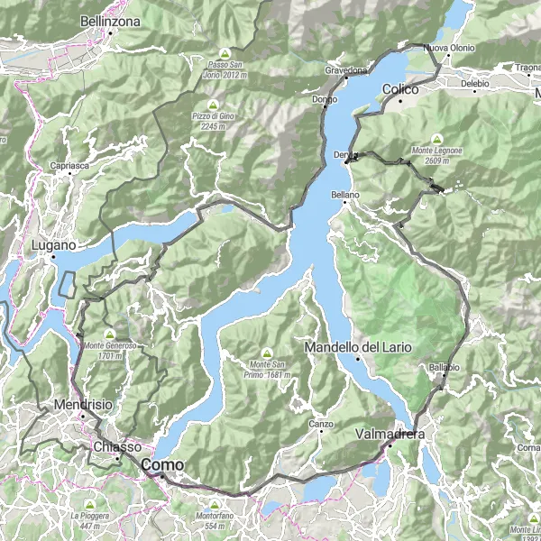 Miniatura mapy "Trasa z Premany przez Como i Erbę" - trasy rowerowej w Lombardia, Italy. Wygenerowane przez planer tras rowerowych Tarmacs.app