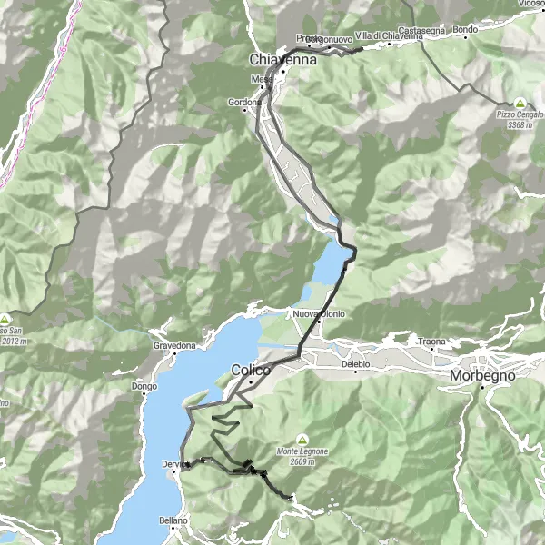 Miniatua del mapa de inspiración ciclista "Ruta en carretera de Premana a Tremenico" en Lombardia, Italy. Generado por Tarmacs.app planificador de rutas ciclistas