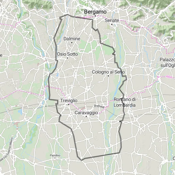 Miniaturní mapa "Okruh kolem Presezzo" inspirace pro cyklisty v oblasti Lombardia, Italy. Vytvořeno pomocí plánovače tras Tarmacs.app