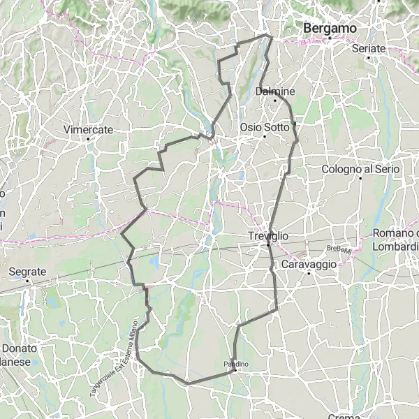 Miniatuurkaart van de fietsinspiratie "Rondrit van Presezzo naar Lombardia" in Lombardia, Italy. Gemaakt door de Tarmacs.app fietsrouteplanner