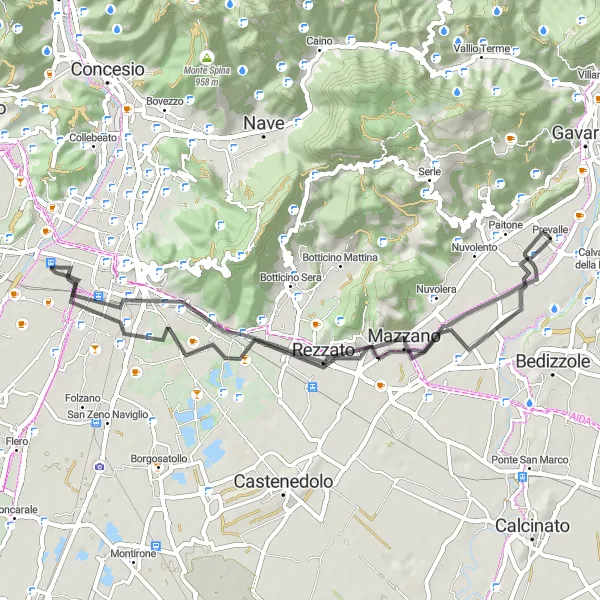 Map miniature of "Exploring Brescia Countryside" cycling inspiration in Lombardia, Italy. Generated by Tarmacs.app cycling route planner