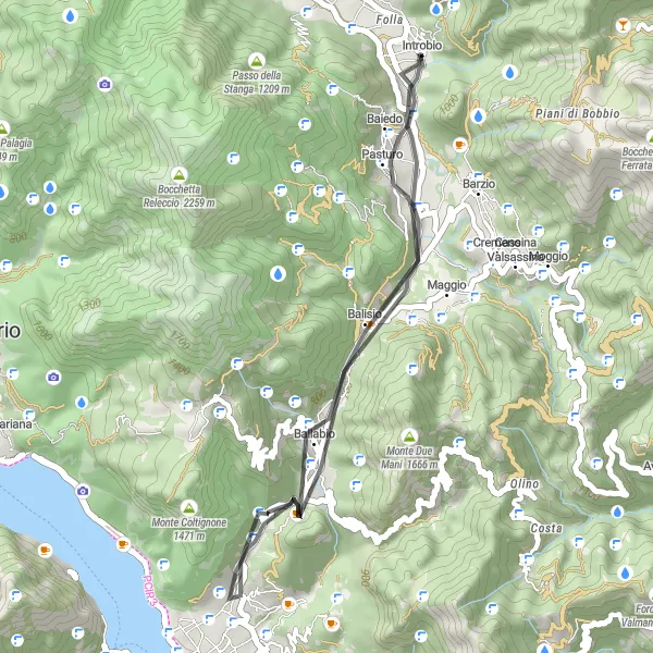 Map miniature of "A Scenic Tour of Primaluna" cycling inspiration in Lombardia, Italy. Generated by Tarmacs.app cycling route planner