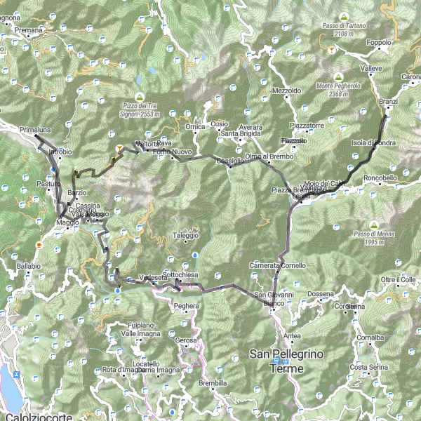 Kartminiatyr av "Panoramautsikt över Lombardia" cykelinspiration i Lombardia, Italy. Genererad av Tarmacs.app cykelruttplanerare