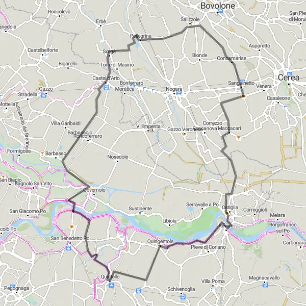 Miniaturní mapa "Okruh kolem Quistella" inspirace pro cyklisty v oblasti Lombardia, Italy. Vytvořeno pomocí plánovače tras Tarmacs.app