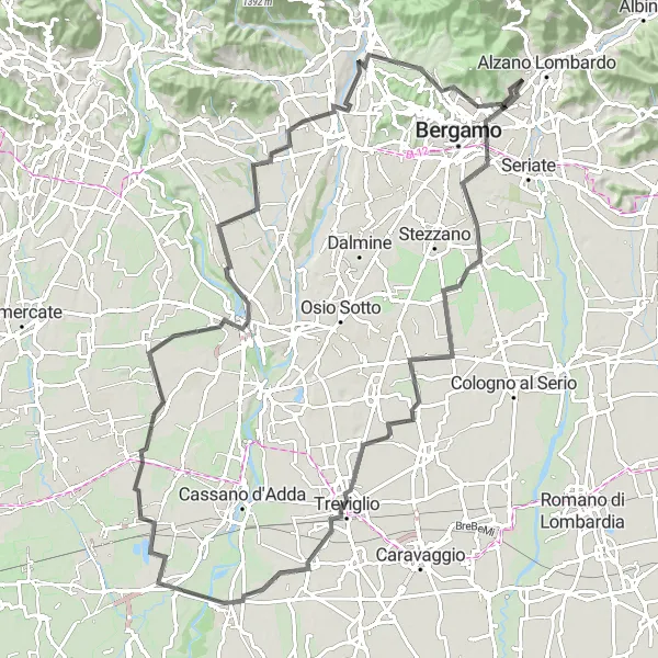 Mapa miniatúra "Cykloturistické trasy v Lombardii" cyklistická inšpirácia v Lombardia, Italy. Vygenerované cyklistickým plánovačom trás Tarmacs.app