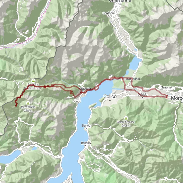 Miniatua del mapa de inspiración ciclista "Ruta del Gravel de Regoledo a Sorico y Rogolo" en Lombardia, Italy. Generado por Tarmacs.app planificador de rutas ciclistas