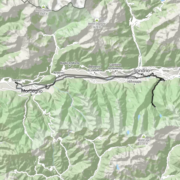 Kartminiatyr av "Traona til Campovico Road Sykling" sykkelinspirasjon i Lombardia, Italy. Generert av Tarmacs.app sykkelrutoplanlegger