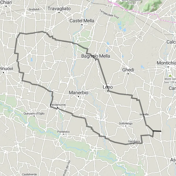 Miniatura della mappa di ispirazione al ciclismo "Tour delle Colline Bresciane in bicicletta" nella regione di Lombardia, Italy. Generata da Tarmacs.app, pianificatore di rotte ciclistiche