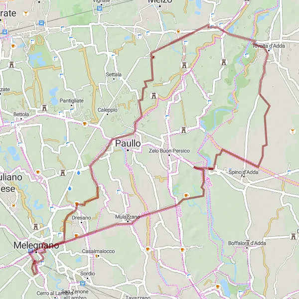 Miniatuurkaart van de fietsinspiratie "Gravelavontuur naar Bisnate" in Lombardia, Italy. Gemaakt door de Tarmacs.app fietsrouteplanner