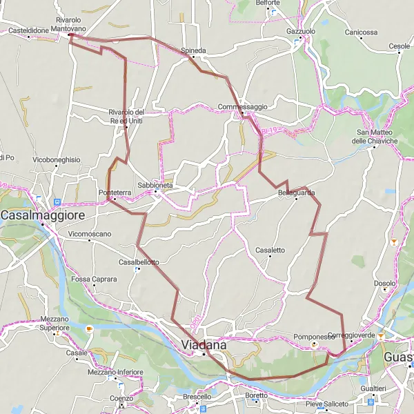 Miniatura mapy "Wyprawa gravelowa do Commessaggio i Boretto" - trasy rowerowej w Lombardia, Italy. Wygenerowane przez planer tras rowerowych Tarmacs.app