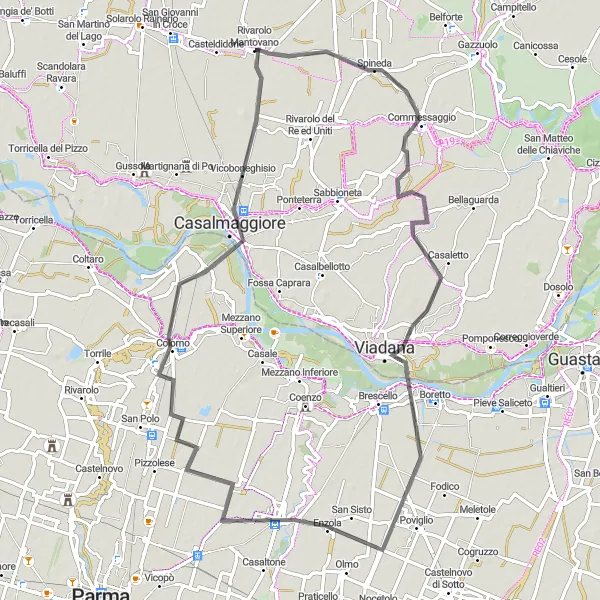Miniatura mapy "Przejażdżka przez Commessaggio i Sorbolo" - trasy rowerowej w Lombardia, Italy. Wygenerowane przez planer tras rowerowych Tarmacs.app