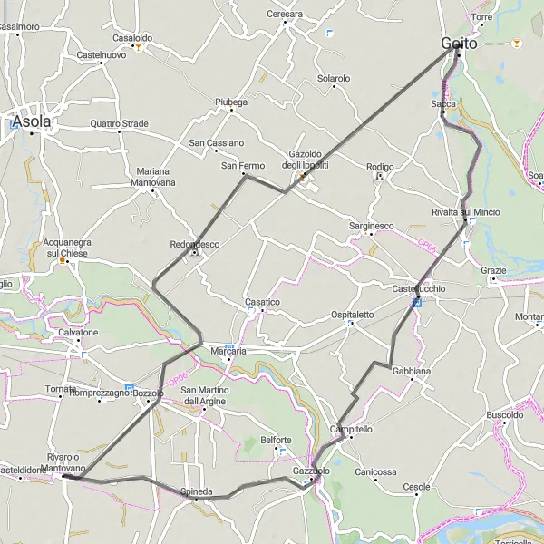 Miniatura mapy "Szlak przez Bozzolo i Gazoldo degli Ippoliti" - trasy rowerowej w Lombardia, Italy. Wygenerowane przez planer tras rowerowych Tarmacs.app