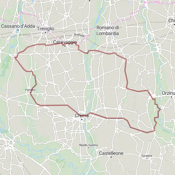 Karten-Miniaturansicht der Radinspiration "Rund um Rivolta d'Adda Gravel-Tour" in Lombardia, Italy. Erstellt vom Tarmacs.app-Routenplaner für Radtouren