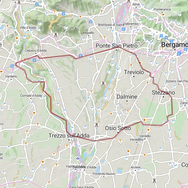 Map miniature of "Exploring the Adda River and Beyond" cycling inspiration in Lombardia, Italy. Generated by Tarmacs.app cycling route planner