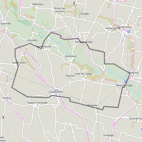 Miniaturní mapa "Okruh kolem Robecco d'Oglio" inspirace pro cyklisty v oblasti Lombardia, Italy. Vytvořeno pomocí plánovače tras Tarmacs.app