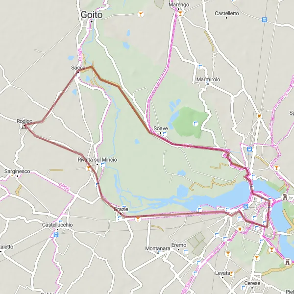 Map miniature of "Rodigo Loop" cycling inspiration in Lombardia, Italy. Generated by Tarmacs.app cycling route planner